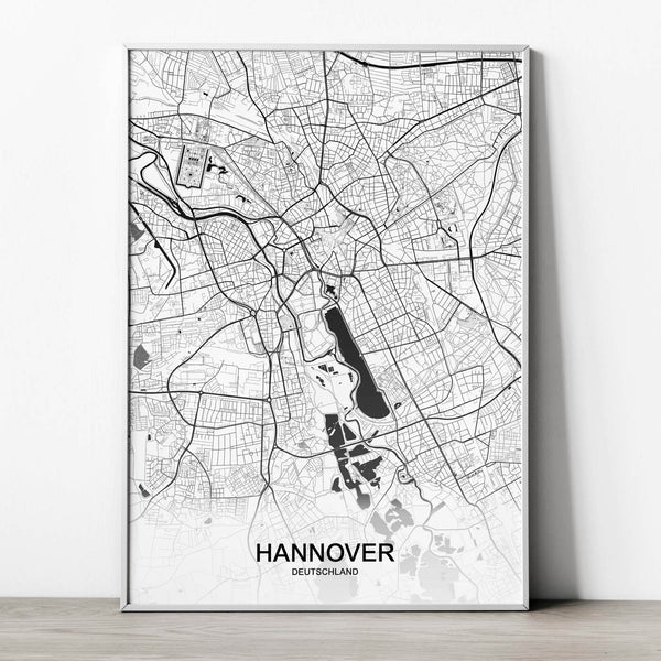 Stadtkarte von Hannover - Deine Stadt als Wandbild
