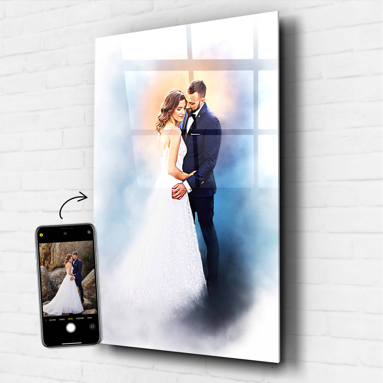 hochzeitsportrait acrylglasbild personalisiert