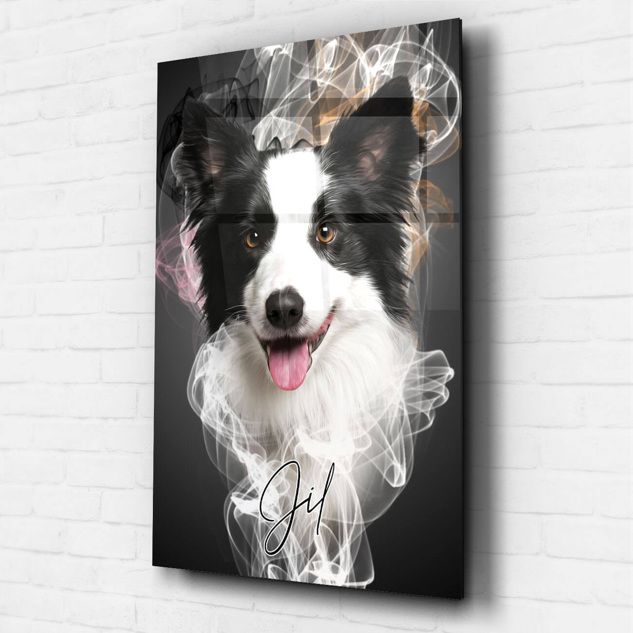 Hundeportrait Acrylglas personalisiert Rauch