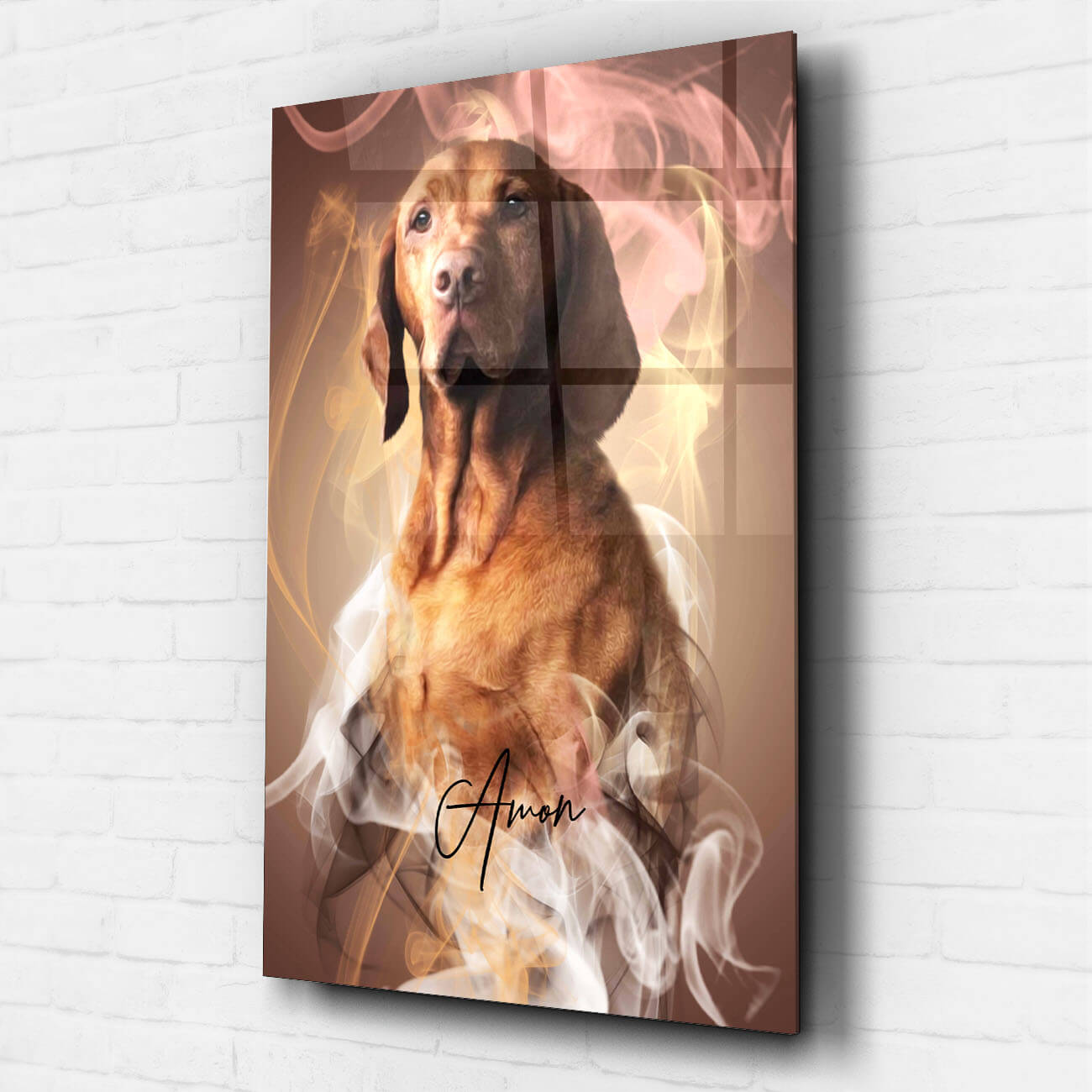 Hundeportrait Acrylglas personalisiert Rauch