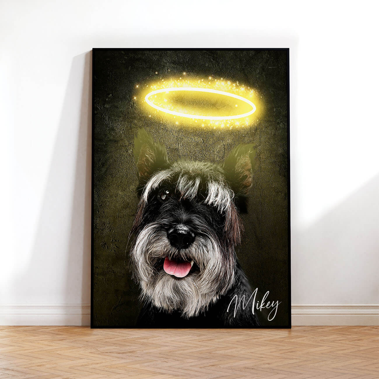 Hundeportrait Heiligenschein Poster