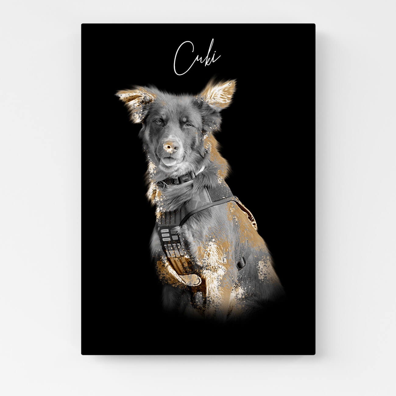 Hundeportrait Leinwand Gold Stil
