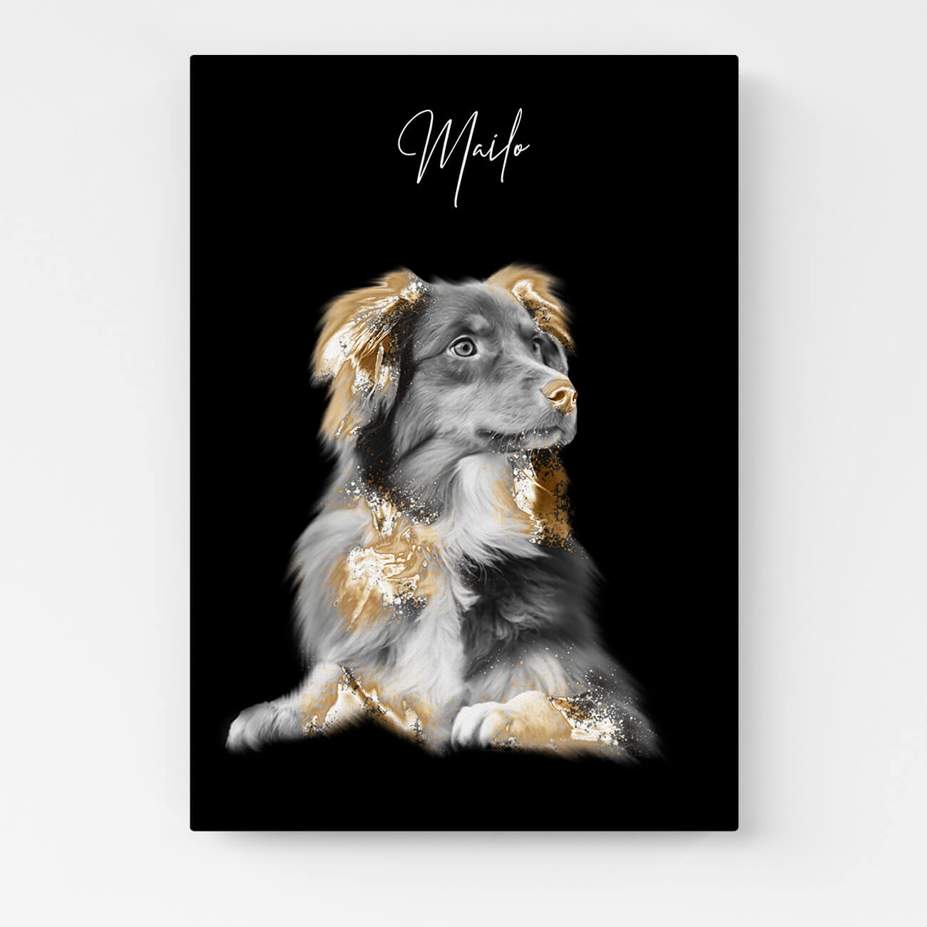 Hundeportrait Leinwand Gold Stil