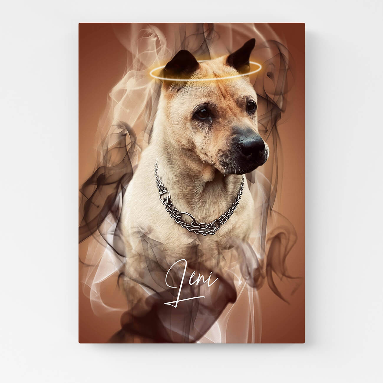Hundeportrait Leinwand personalisiert Rauch