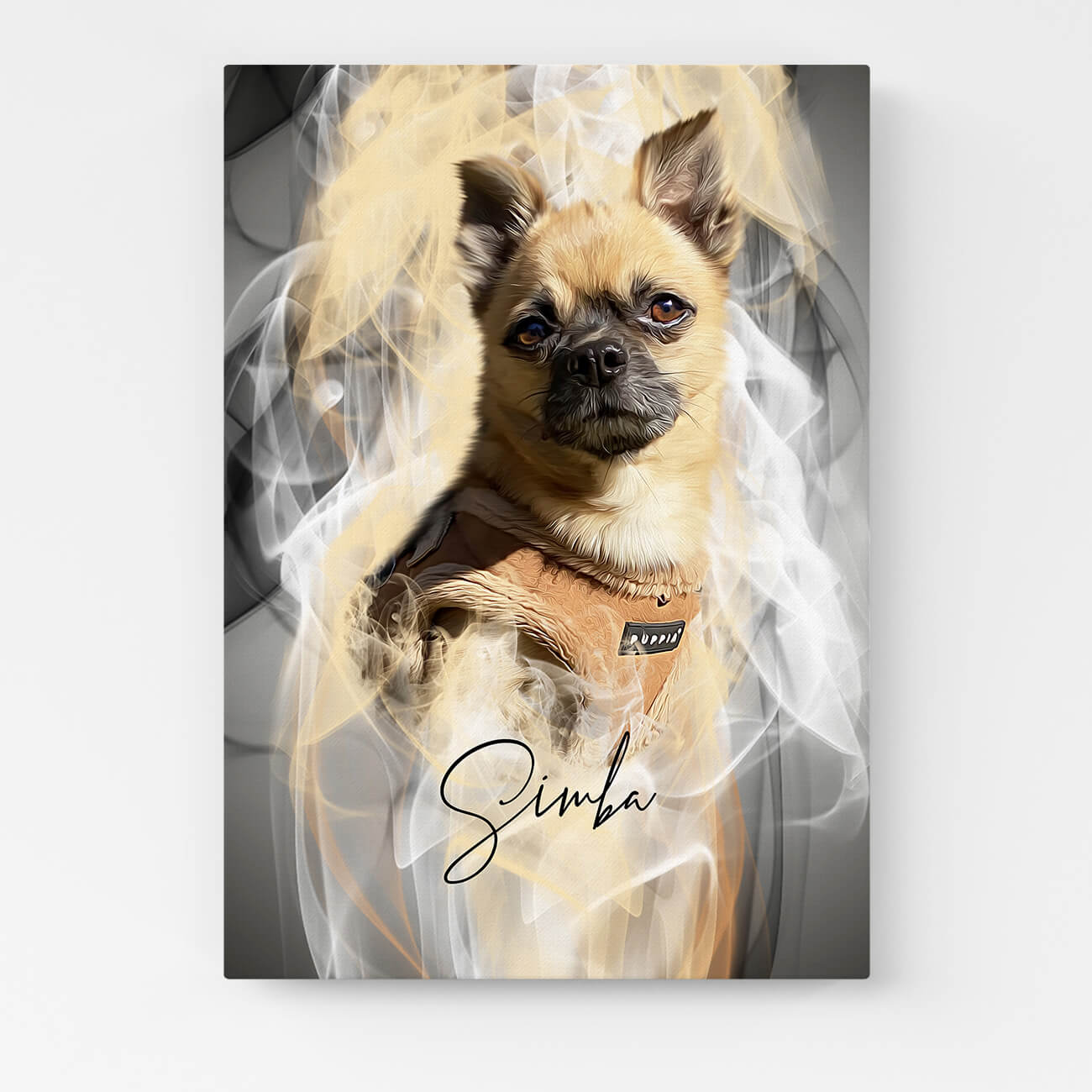 Hundeportrait Leinwand personalisiert Rauch
