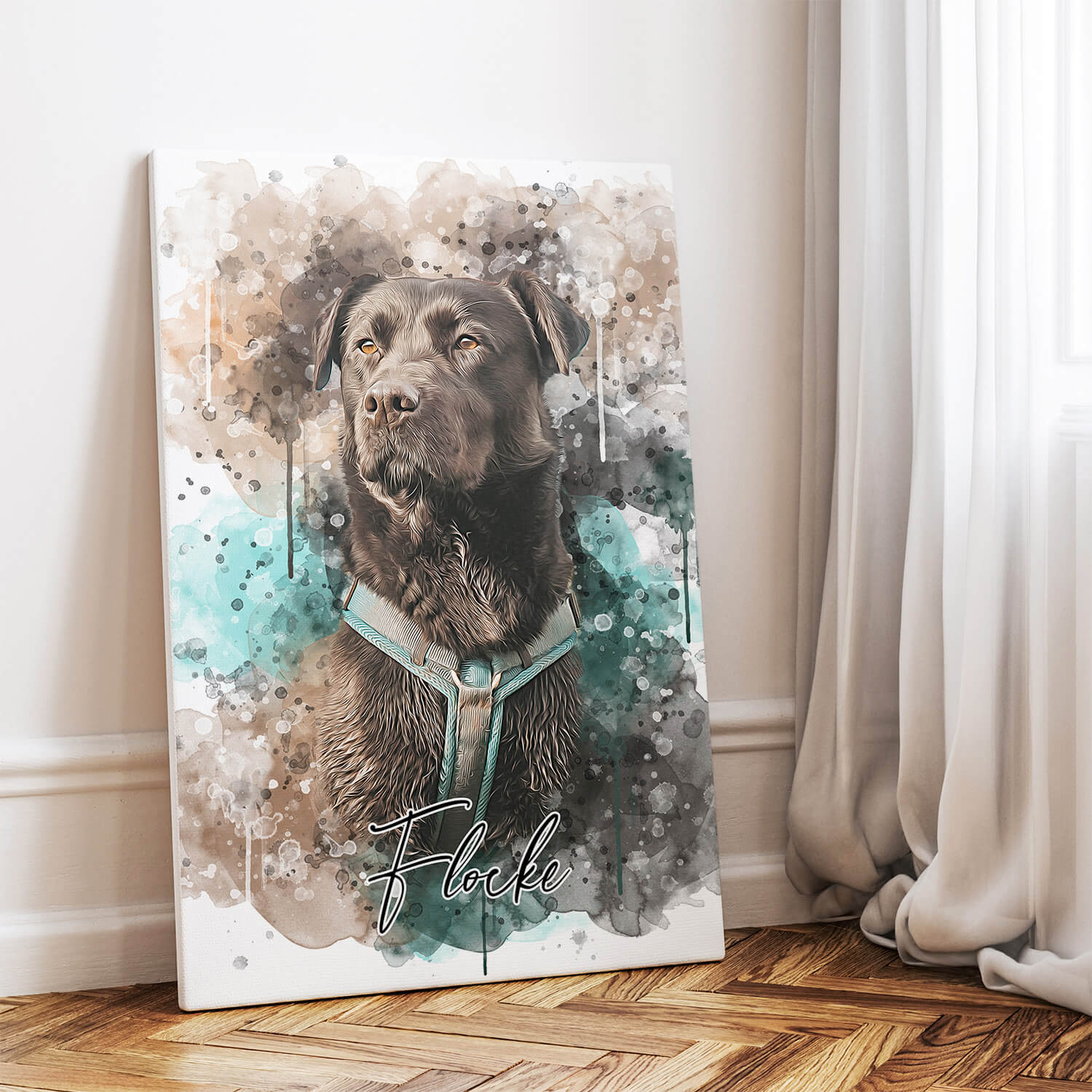 Hundeportrait personalisiert Leinwand