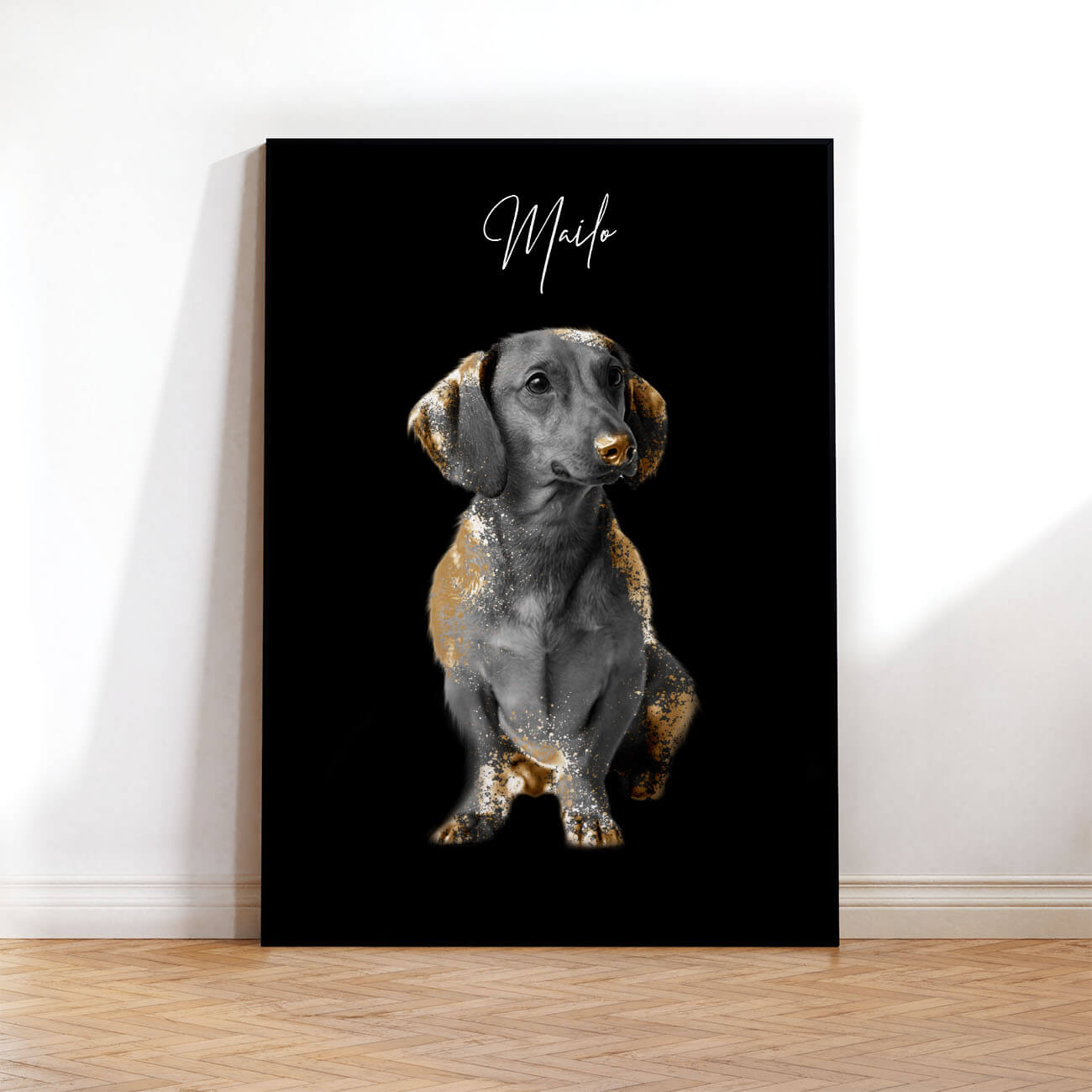 Hundeportrait Poster Gold Stil
