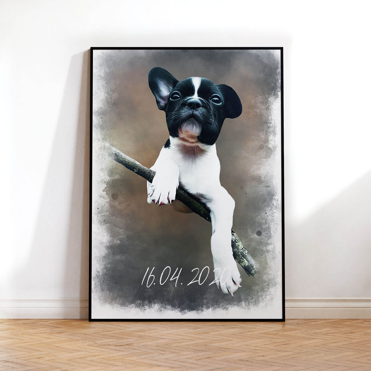 Hundeportrait Poster Öl Stil personalisiert