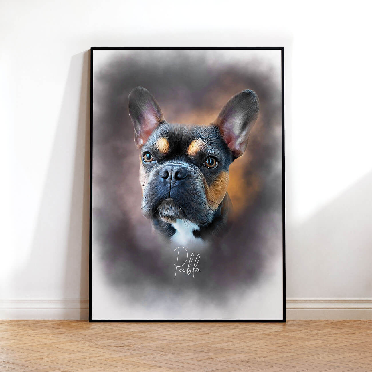 Hundeportrait Poster Öl Stil personalisiert