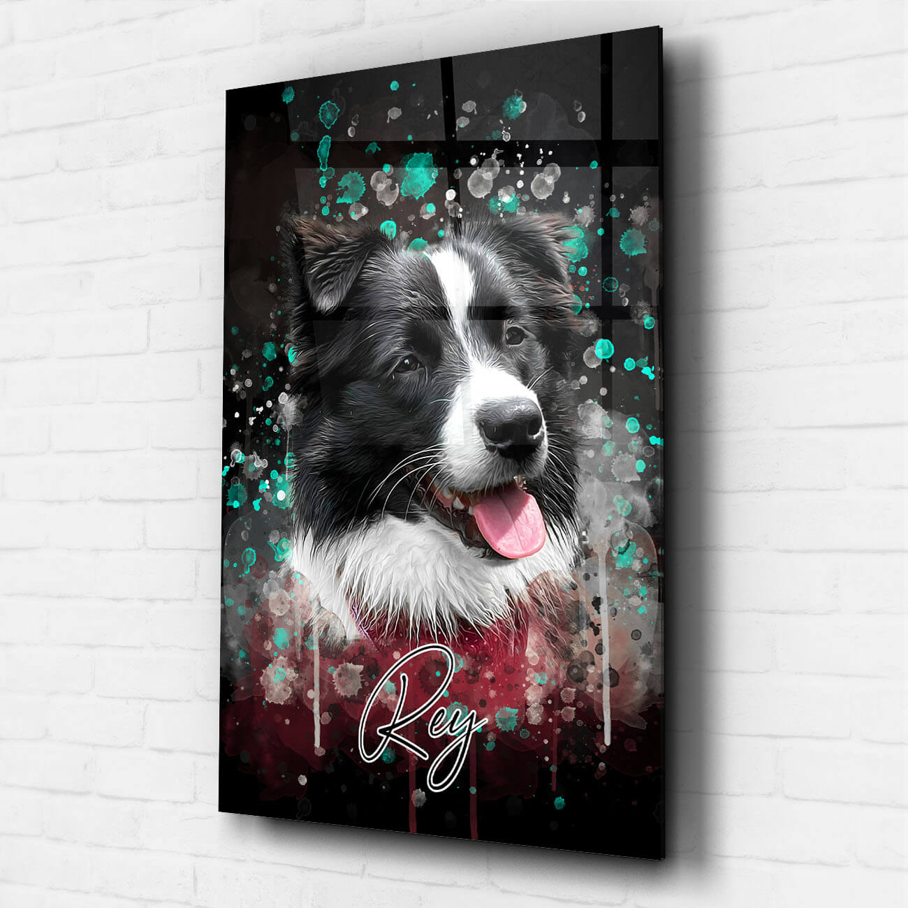 Hundeportrait Wasserfarben Stil Acrylglas