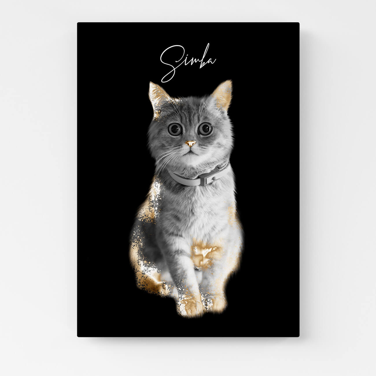 Katzenportrait Gold Stil personalisiert