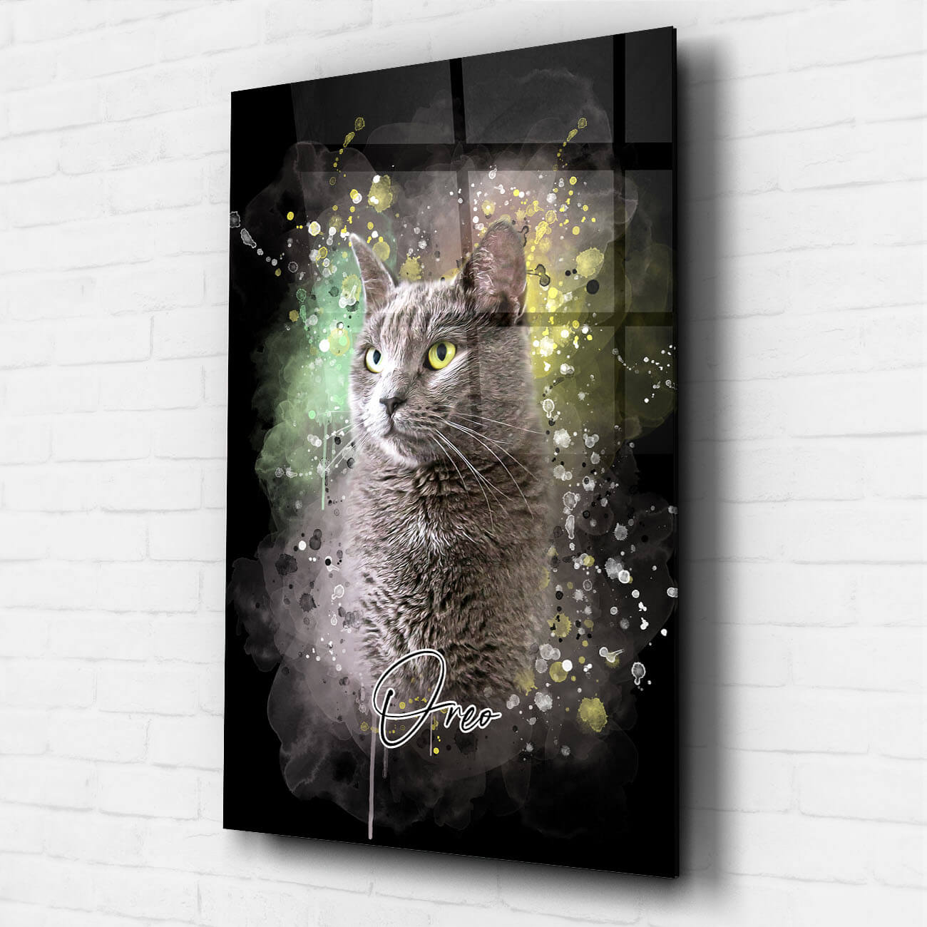 Katzenportrait Wasserfarben Stil Acrylglas