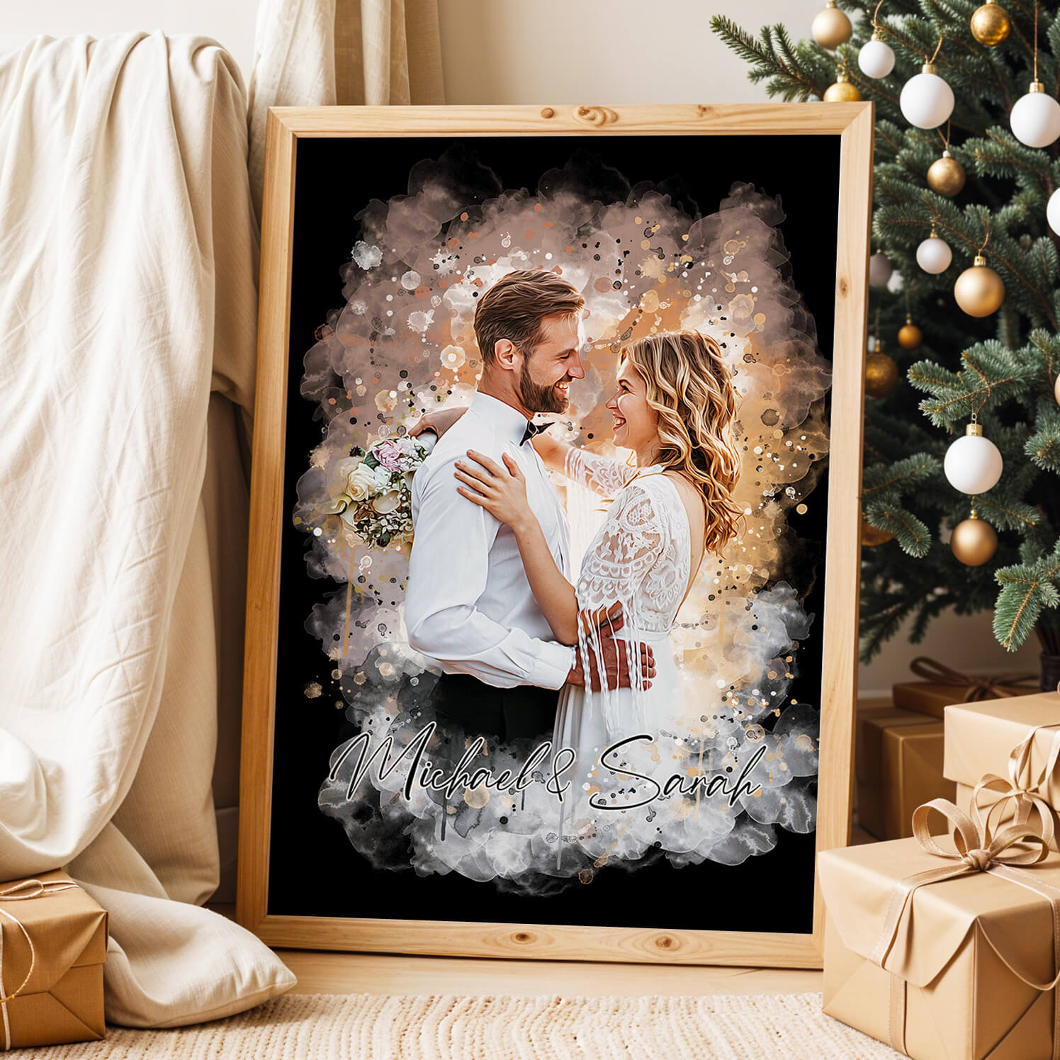 Paar Portrait personalisiert Wasserfarben