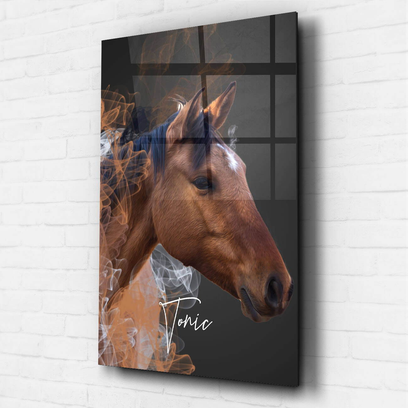 Pferdeportrait Acrylglas personalisiert Rauch