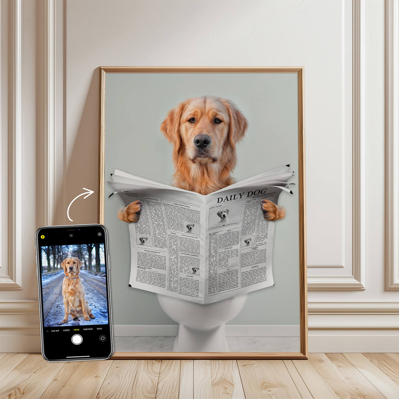 Tierportrait Badezimmer personalisiert Toilette