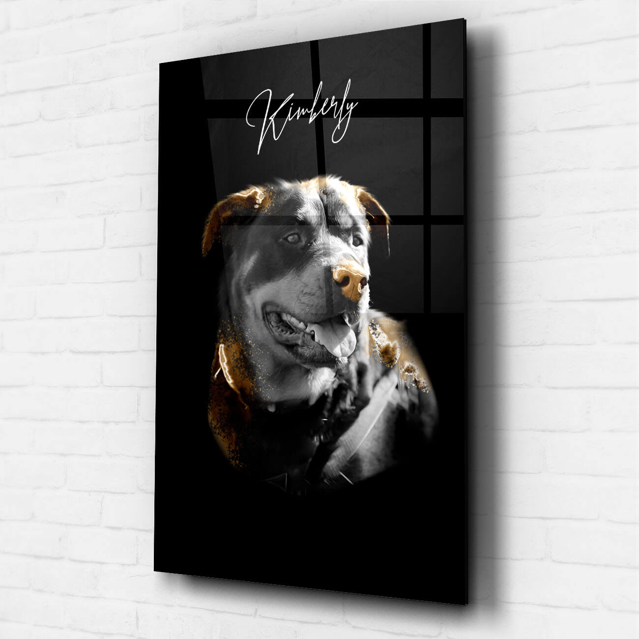 Tierportrait Hundeportrait Gold Acrylglas