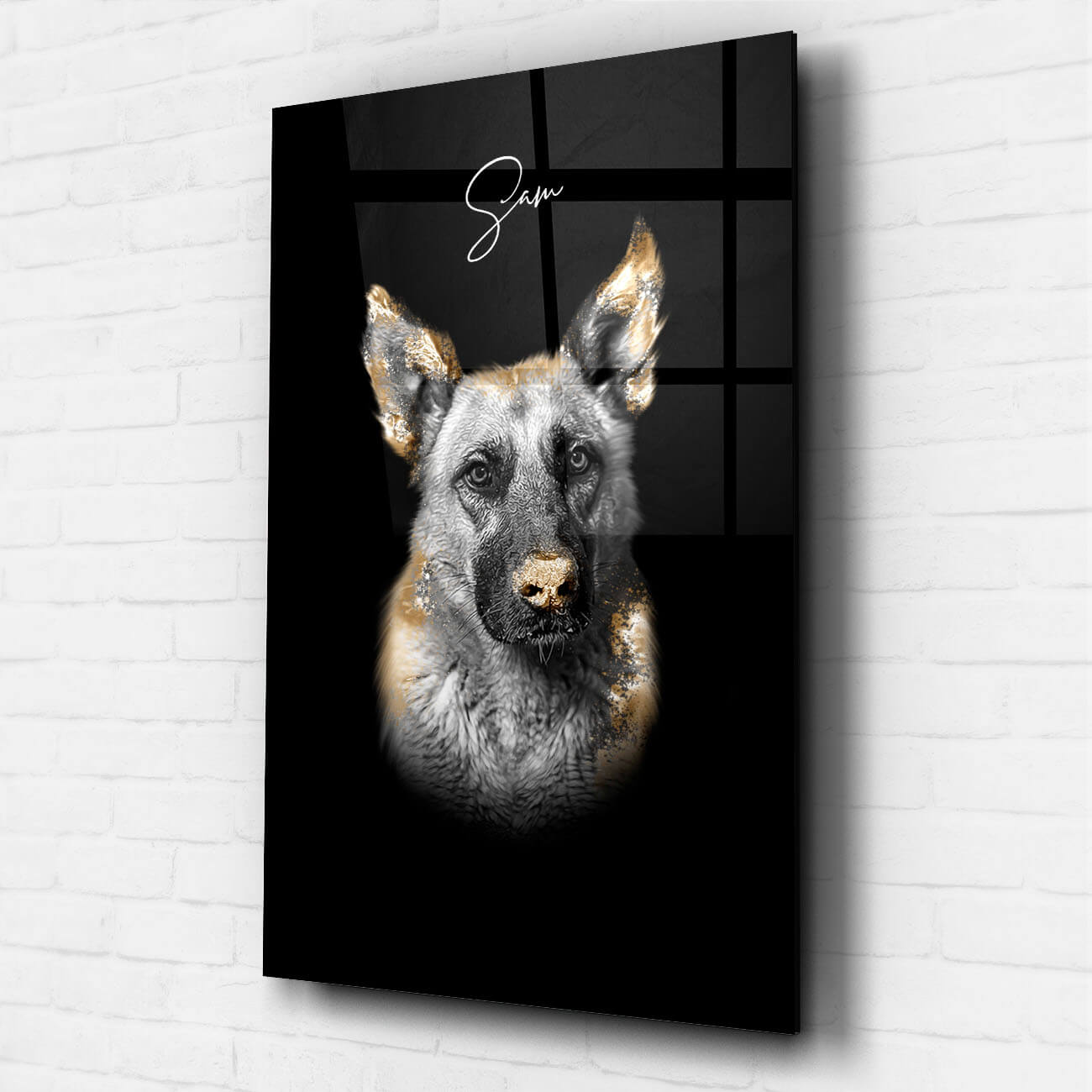 Tierportrait Hundeportrait Gold Acrylglas