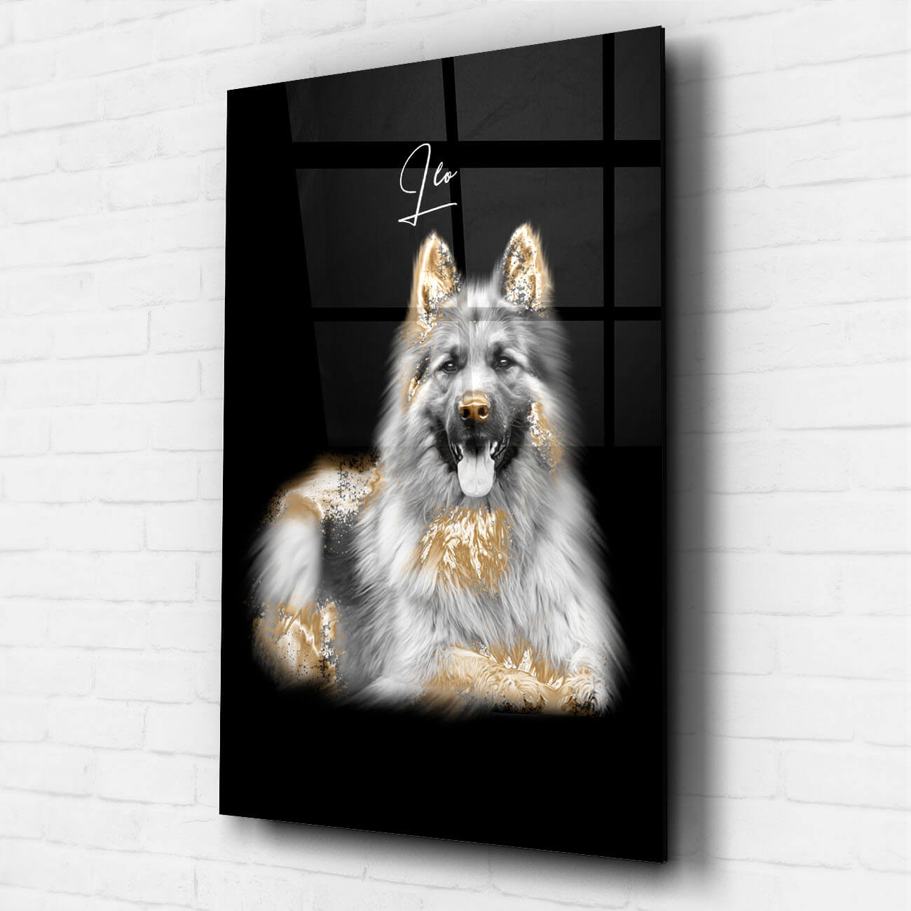 Tierportrait Hundeportrait Gold Acrylglas