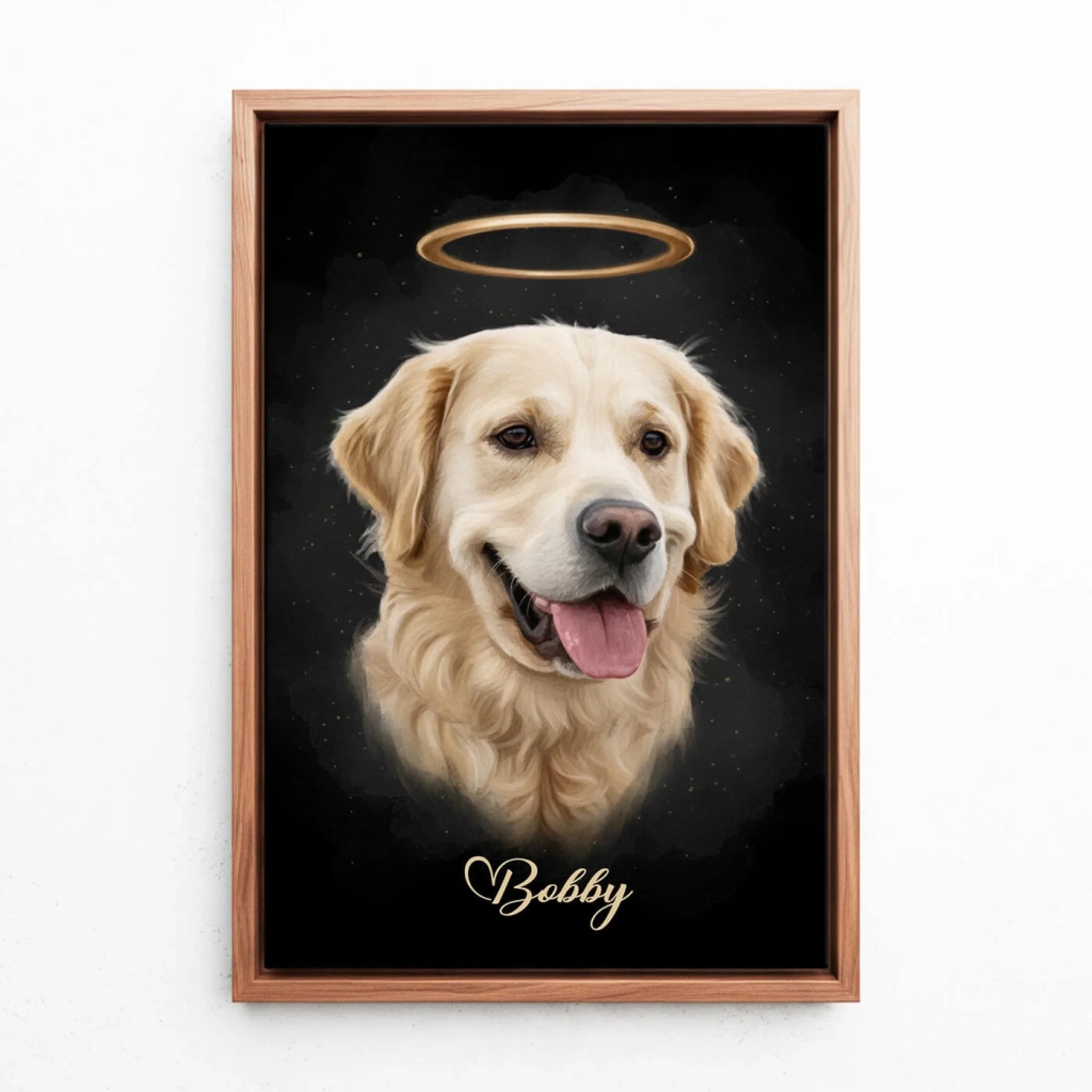 hundeportrait-gerahmte-leinwand-walnuss-optik