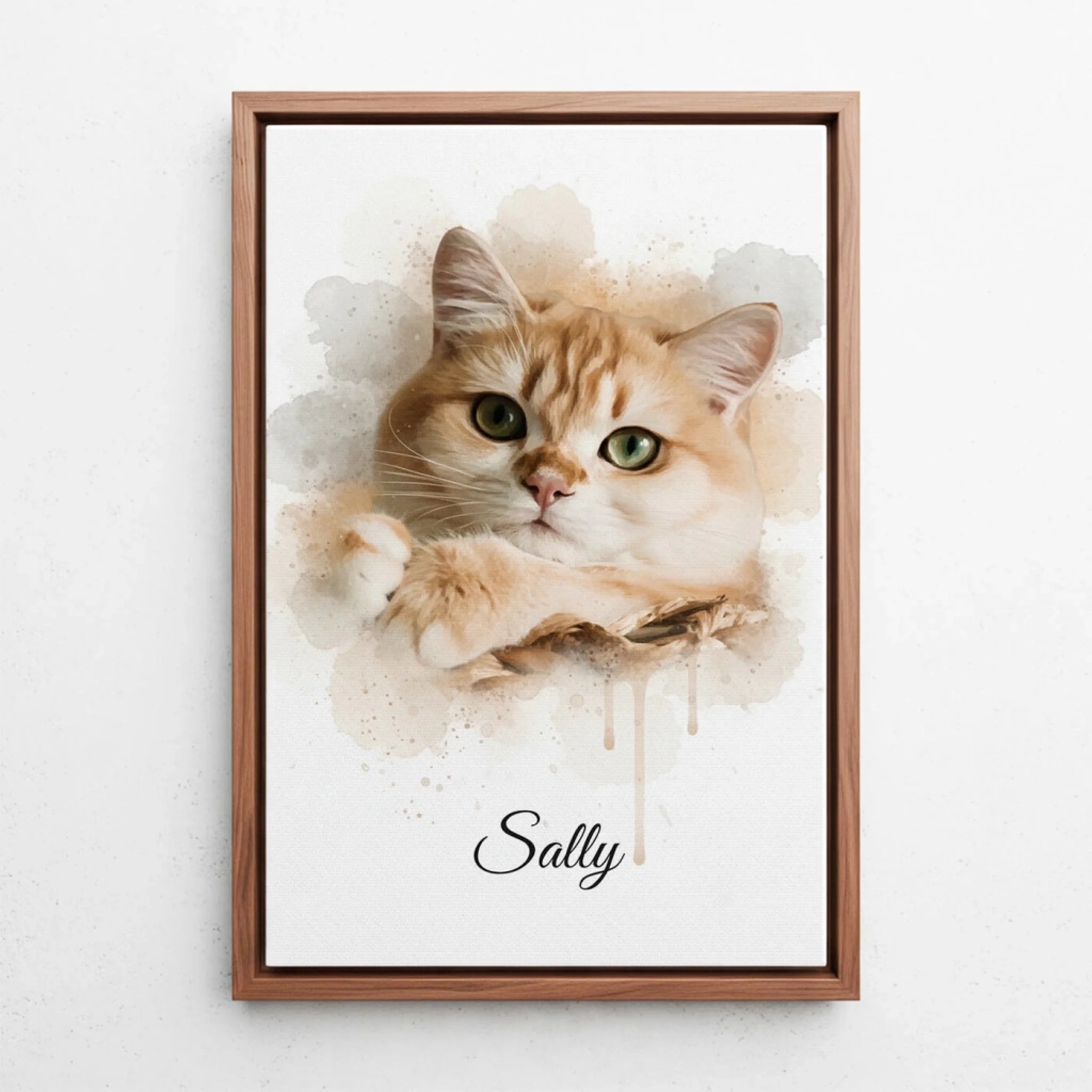 katzenportrait-leinwand-rahmen-walnuss