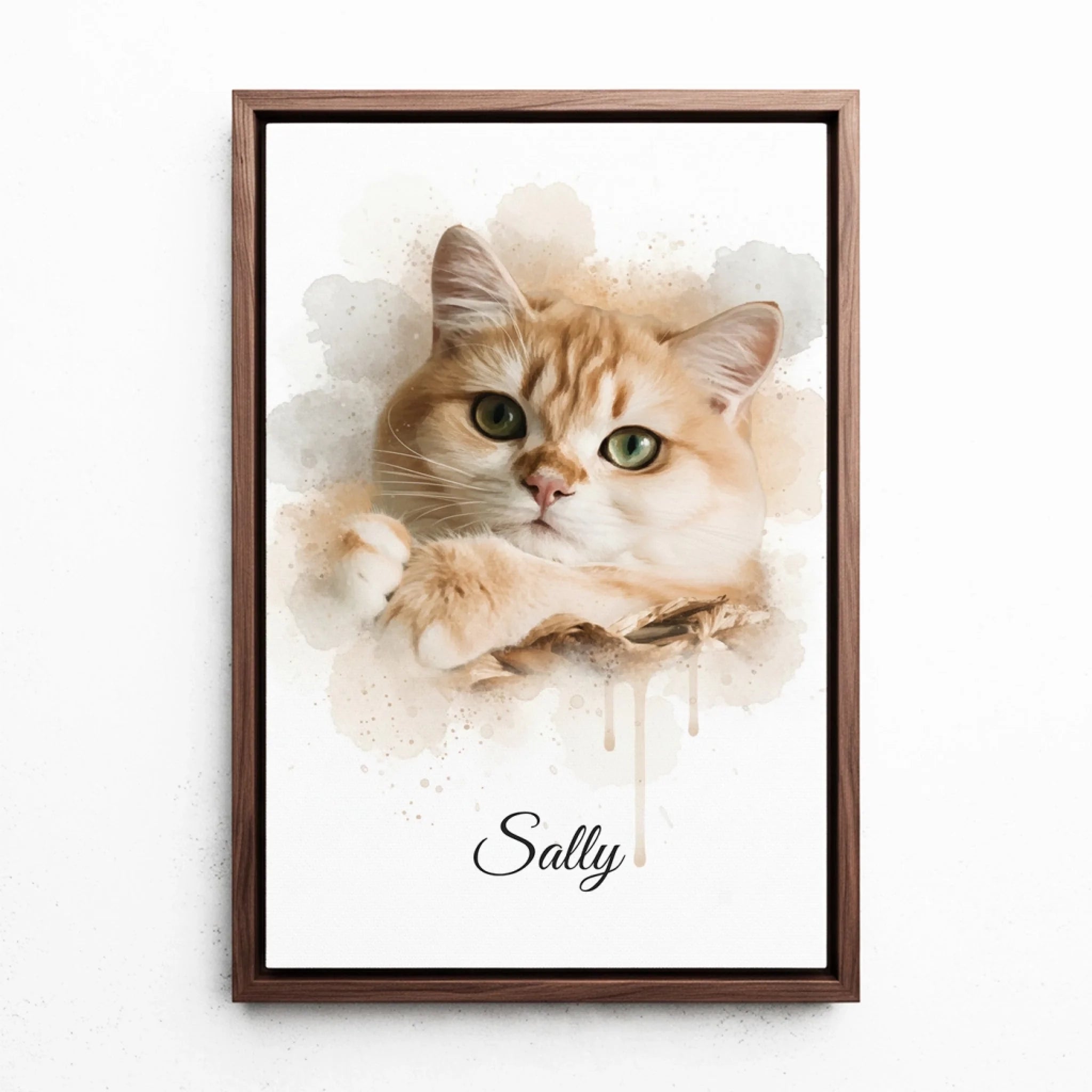 katzenportrait-leinwand-rahmen-walnuss