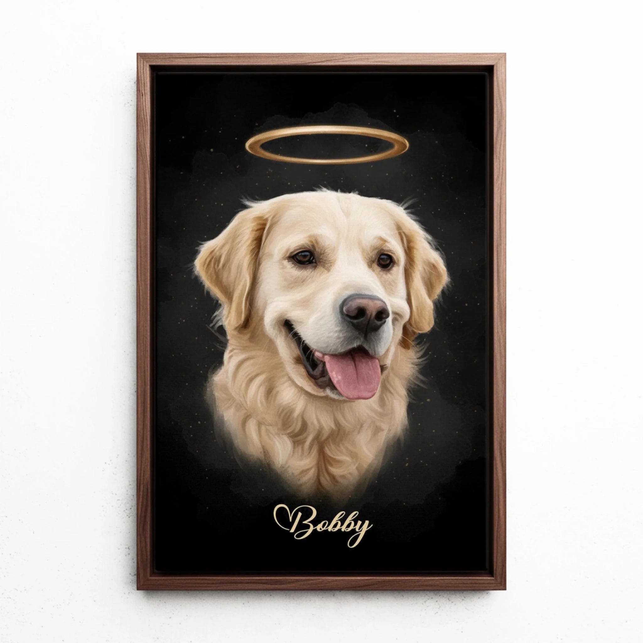 hundeportrait-gerahmte-leinwand-walnuss-optik