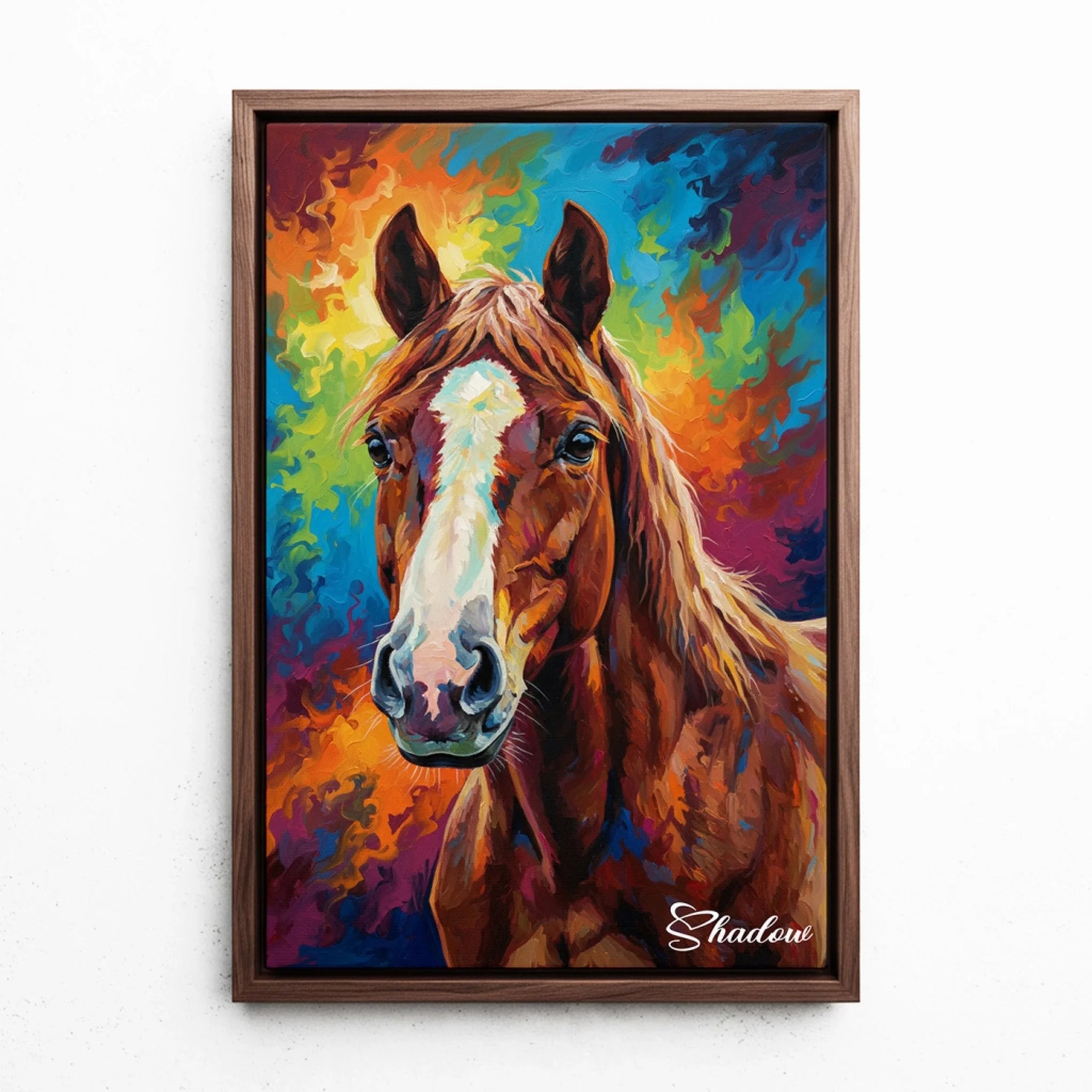 pferdeportrait-pop-art-walnuss-leinwand