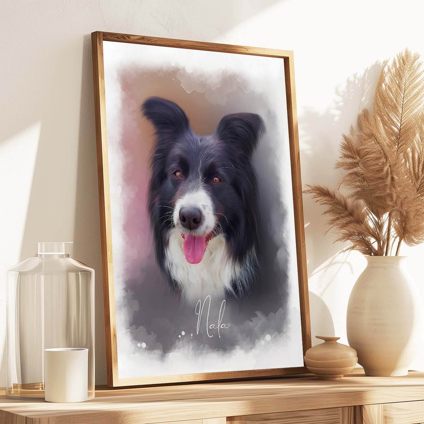 Aquarell Hundeportrait Leinwand personalisiert