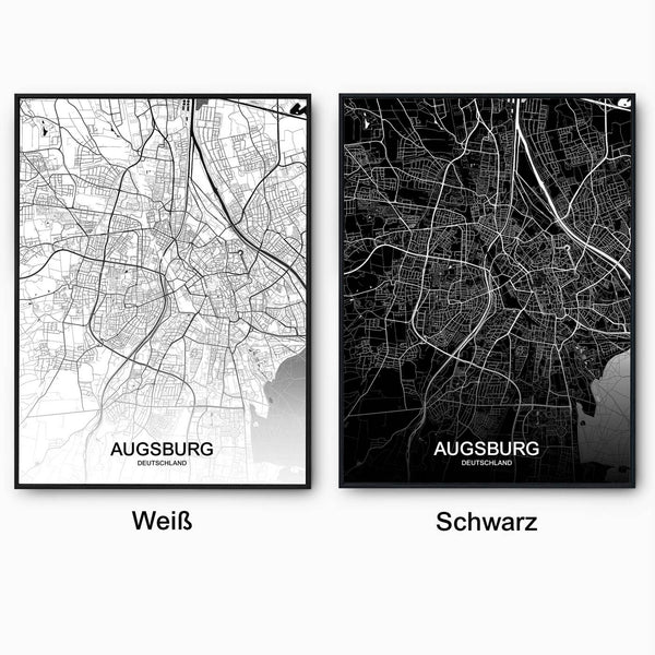 Stadtkarte von Augsburg - Deine Stadt als Wandbild