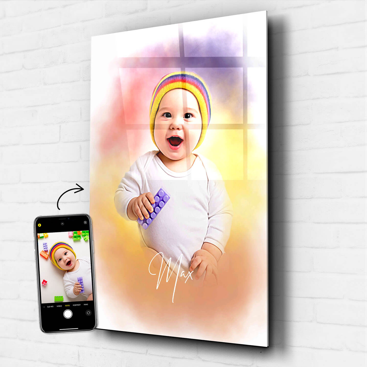 babyportrait bild vom kind als acrylglasbild