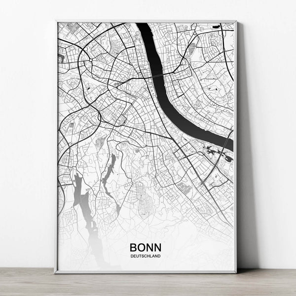 Stadtkarte von Bonn - Deine Stadt als Wandbild
