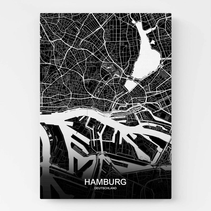 hamburg leinwandbild city map