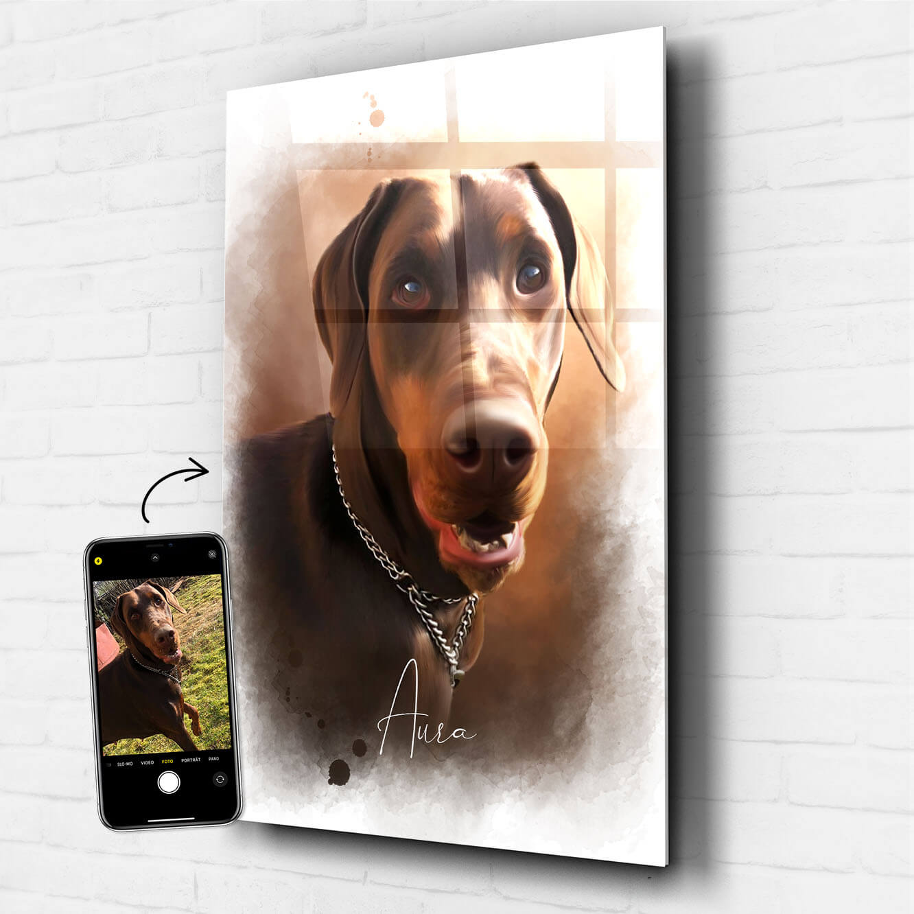 Hundeportrait Acrylglas personalisiert