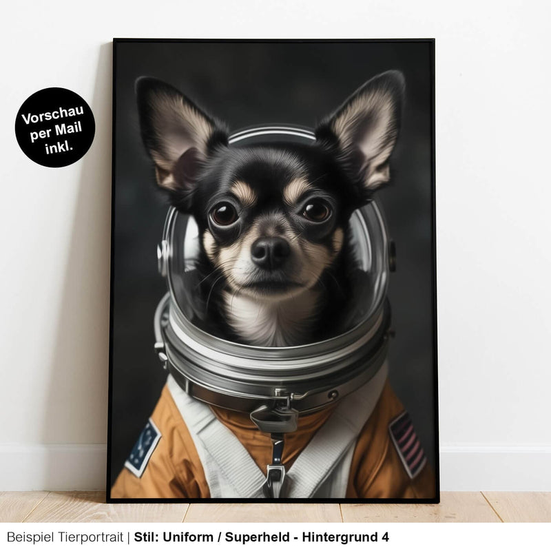 Hundeportrait Uniform Astronaut