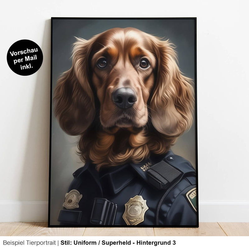 Hundeportrait Verkleidet Polizist