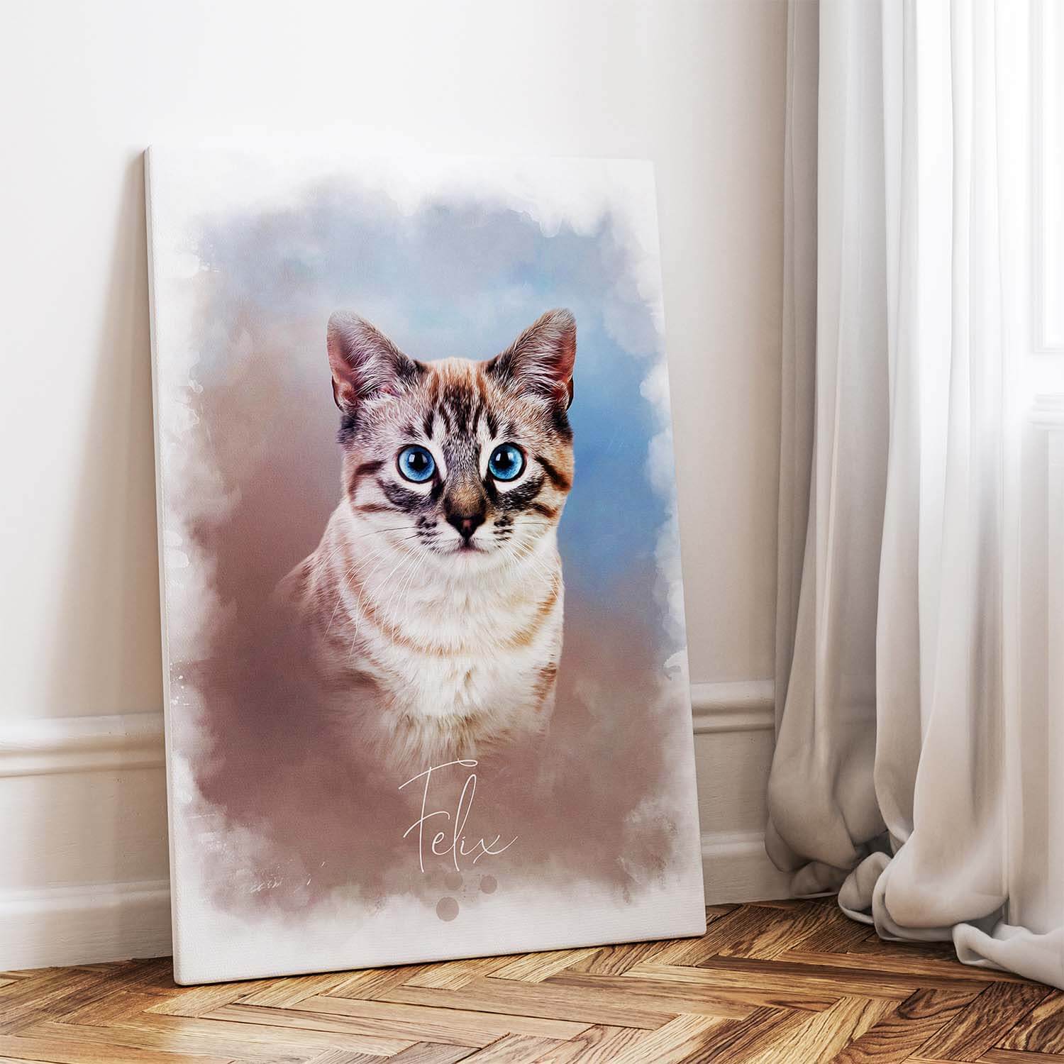 Katzenportrait Leinwand Aquarell