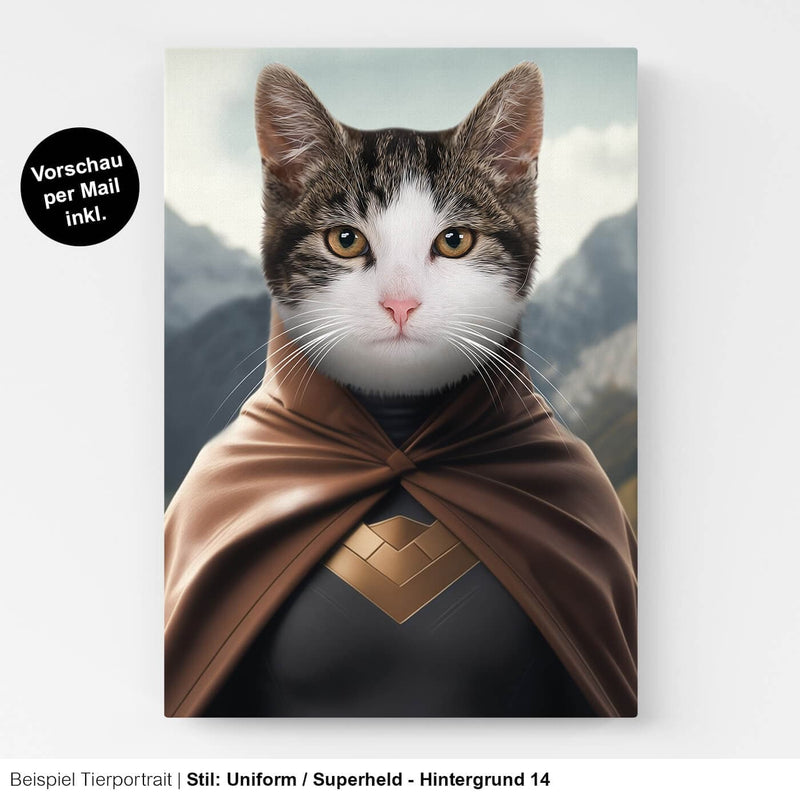 Katzenportrait Leinwand Superheld