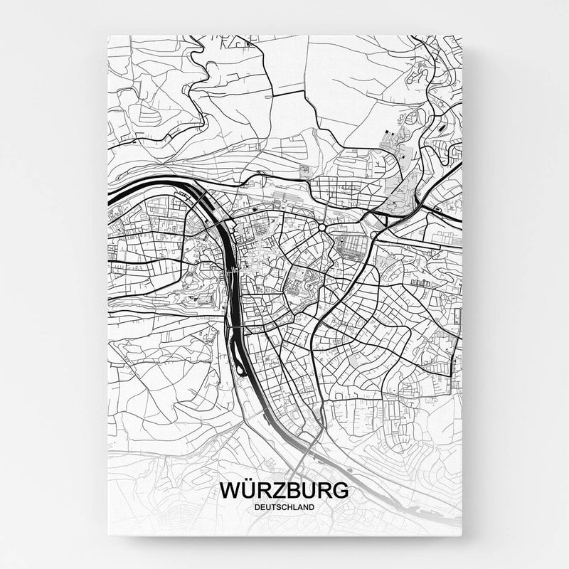 Leinwand Würzburg Stadtkarte