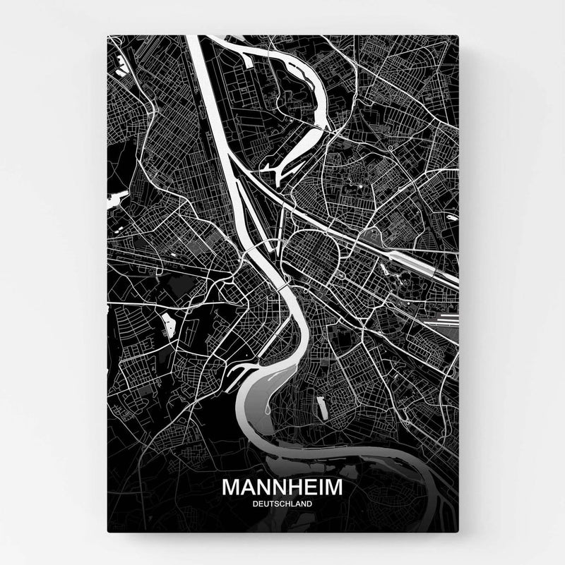 mannheim leinwandbild city map
