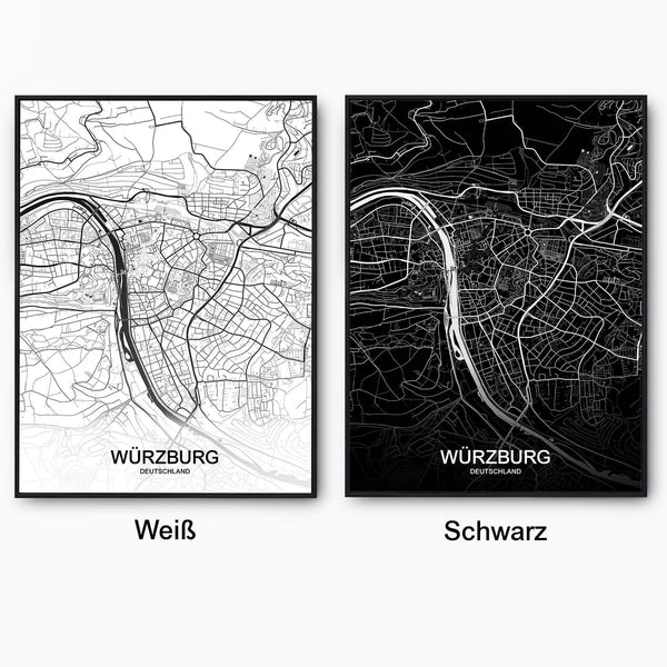 Stadtkarte Würzburg Poster