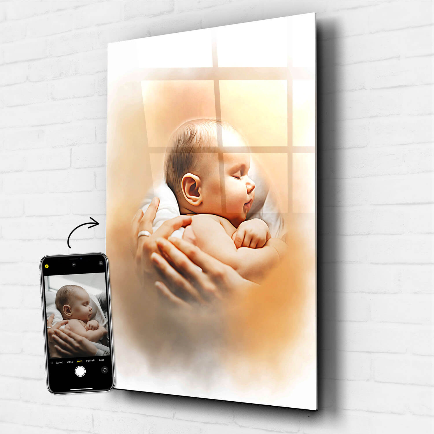 wandbild babyportrait acrylglas