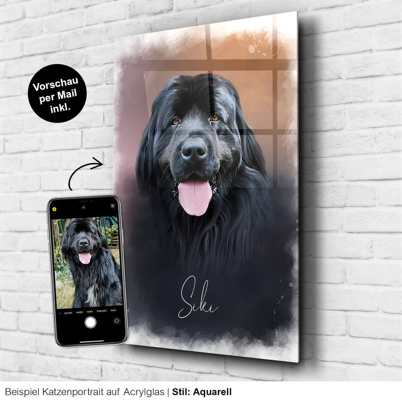Hundeportrait personalisiert Acrylglas