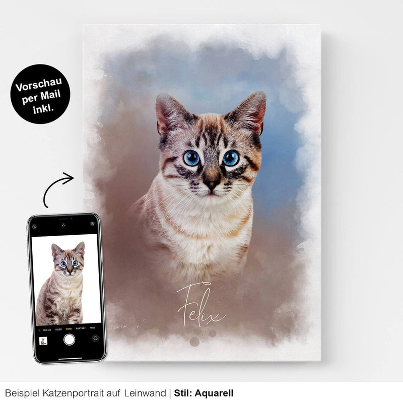 Katzenportrait auf Leinwand personalisiert